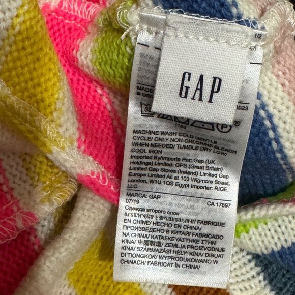 GAP Crazy Stripe Hoodie Knit Dog Sweater, Bright Multi-Color Stripes, XS/S - Picture 10 of 14